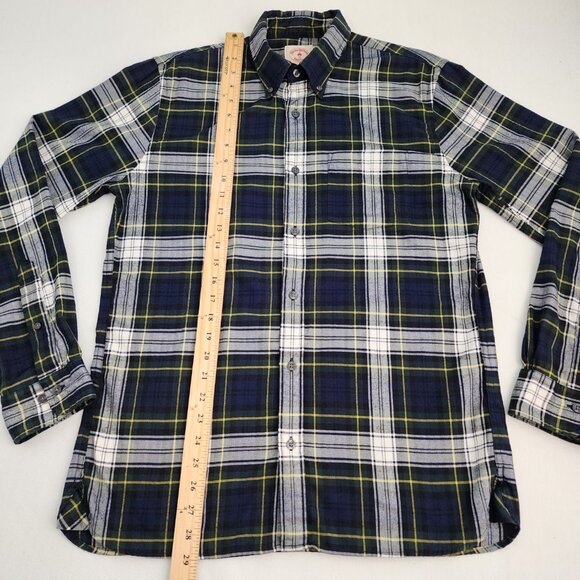 Brooks Brothers Plaid Flannel Button Down Shirt Mens M Green - Picture 7 of 7